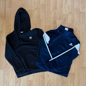 Adidas Black Hoodie & Navy Track Jacket Set Boy’s size Small 8